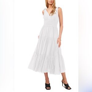 NEW Vince Camuto Lace Smocked Waist , Fit-and-Flare Midi Dress Size S